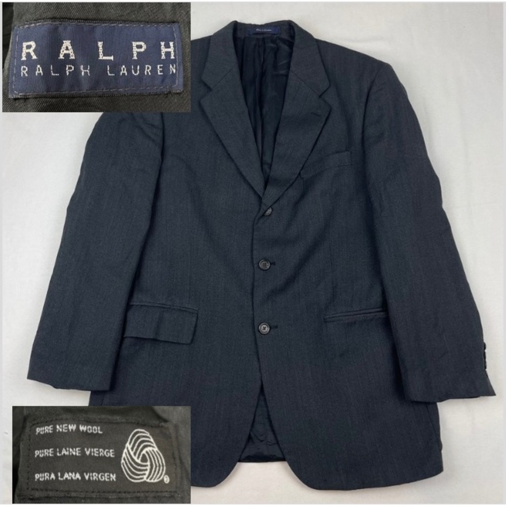 Ralph Ralph Lauren Mens 44T Charcoal Gray Pure New Wool 3 Button Blazer Jacket